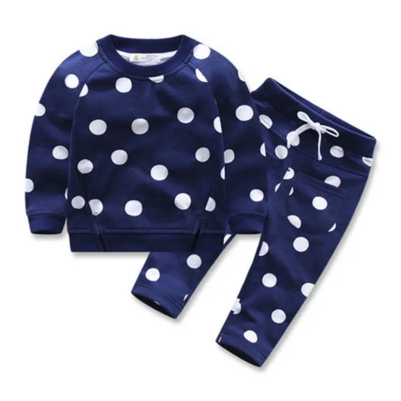 

BibiCola boys girls clothes spring clothing set for kids cotton polka dot long sleeve tops+pants 2pcs outfits children clothes
