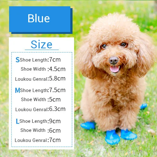 HOOPET Обувь для собак, резиновые сапоги, водонепроницаемая обувь для маленьких кошек, собак, щенков - Цвет: Синий