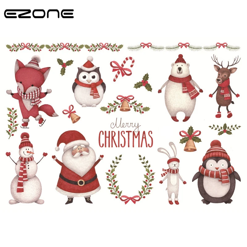 

EZONE Christmas Sticker Design Of Kawaii Santa Claus/Elk/Snowman/Christmas Tree/Wreath For Childern Sketching Album Stationery