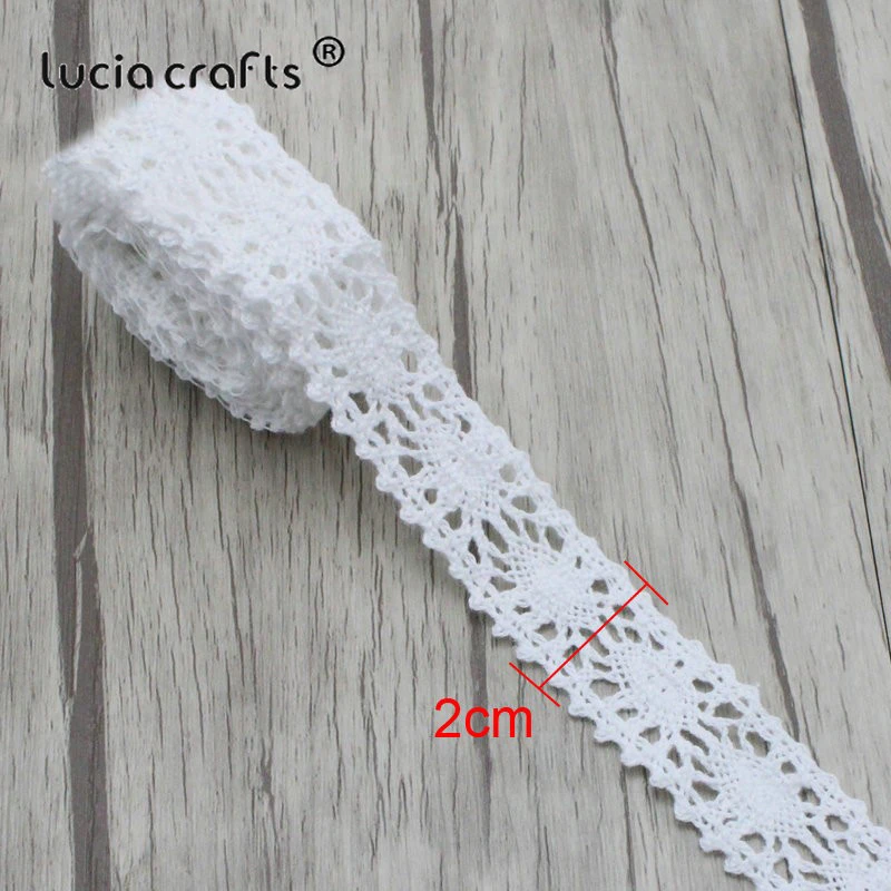 Lucia crafts 2 ярдов/партия белый хлопок кружевная ткань вышитая сетка отделка ленты