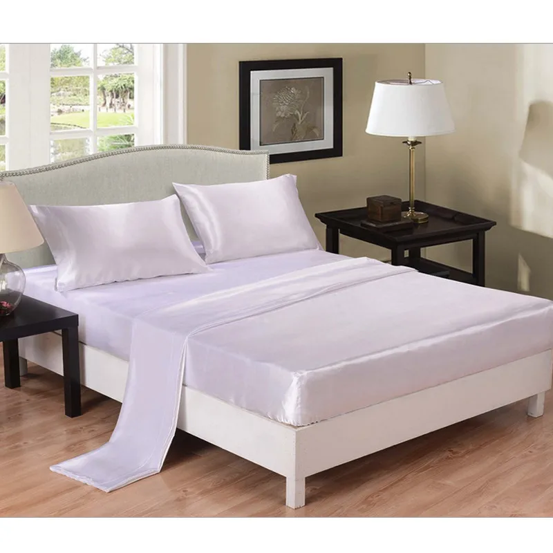 4Pc Luxury Silky Home Hotel Satin USA Size Twin/Full/Queen/King Size