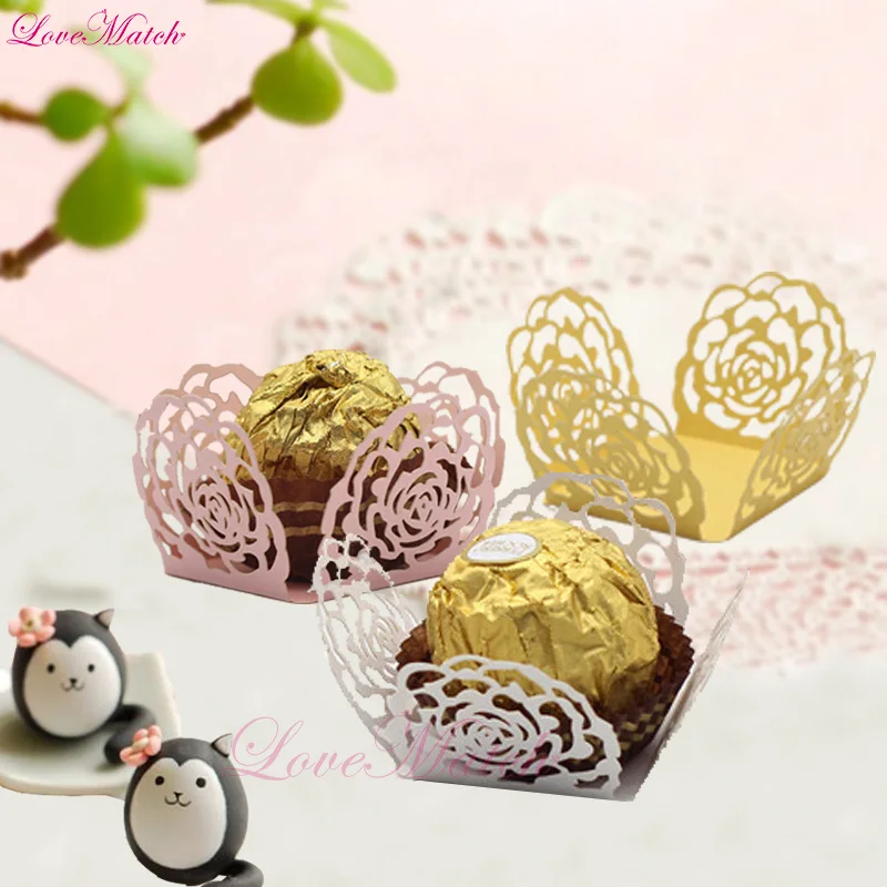 

50pcs/lot Laser Cut Rose Candy Bar Box Wedding Favor Chocolate Bar Baby Shower Party Candy Box Wedding Favor Decoration and Gift