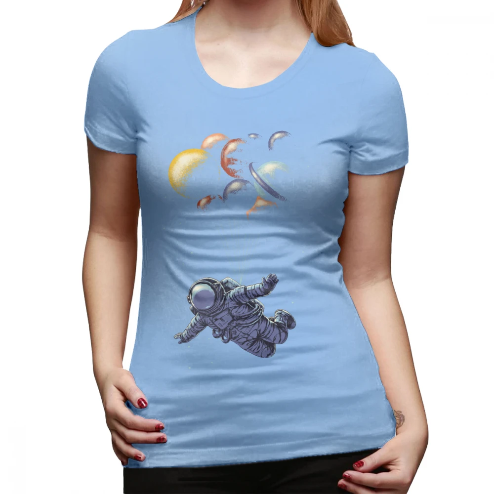 Планетарная футболка космическая дорожная футболка с круглым вырезом с коротким рукавом женская футболка из хлопка с зеленым узором Повседневная модная женская футболка XL - Цвет: Небесно-голубой