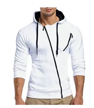 

Men's casual slim diagonal zipper hooded sweatershirt hip hop breathable fashion dropshipping hot sale top clothes