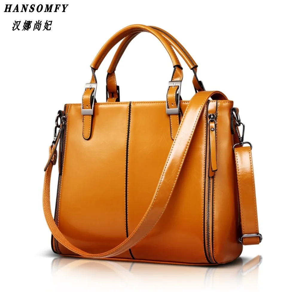 HNSF 100% Genuine leather Women handbags 2017 New Fashion Handbag Brown Women Bag Vintage ...