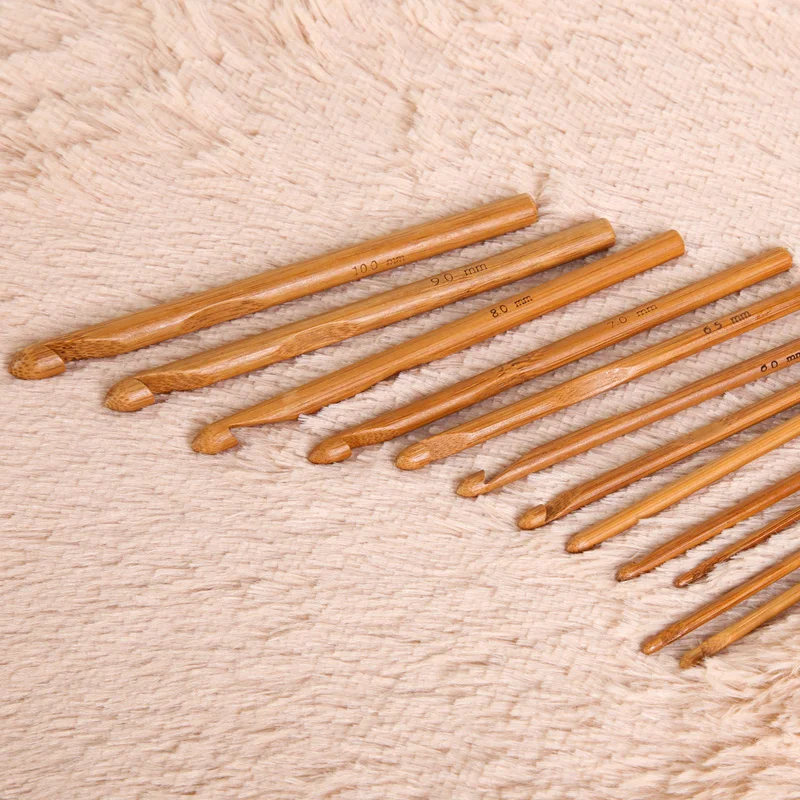 12 шт., 15 см Бамбуковые Спицы для вязания крючком, набор крючков для вязания своими руками, пряжа для вязания, 3 мм-10 мм, инструменты для домашнего вязания