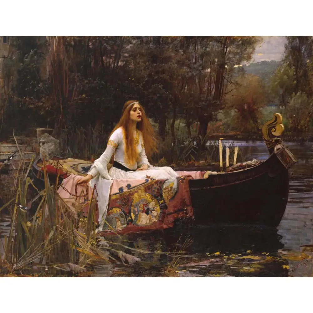 baratas Bela arte Da Lona A Senhora de Shalott pinturas famosas por John William Waterhouse mulher pintura a óleo pintados à mão decoração do Quarto