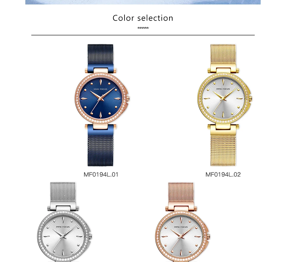Мини фокус, золотые водонепроницаемые кварцевые женские часы, ультра тонкий сетчатый ремешок, украшенный кристаллами, чехол, женские часы, лучший бренд класса люкс