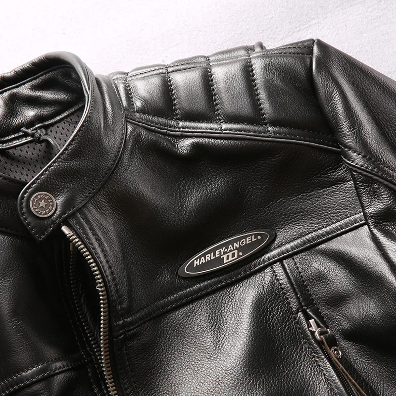 50% OFF Read Description! Asian size high quality super genuine cow skin leather rider jacket mens casual cowhide leather jacket 98150