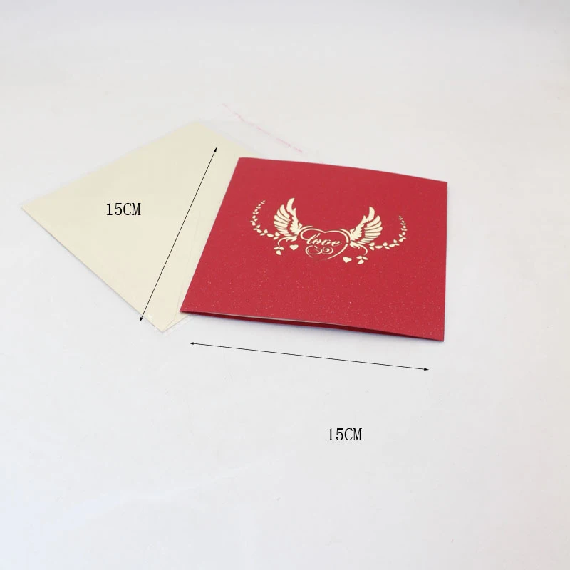  3D Handmade Flying Heart Sweet Lovers Couple Paper Invitation Greeting Cards PostCard Valentine's D - 33011937012