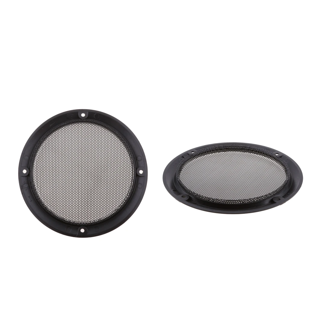 2 Pieces 6.5 Inch Speaker Grills Cover Case with 8pcs Screws for Speaker Mounting Home Audio DIY 184mm Outer Diameter Black