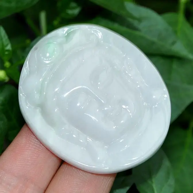 

Certification of natural "armor" class green jadeite jade pendant ~ guan yin 10.19