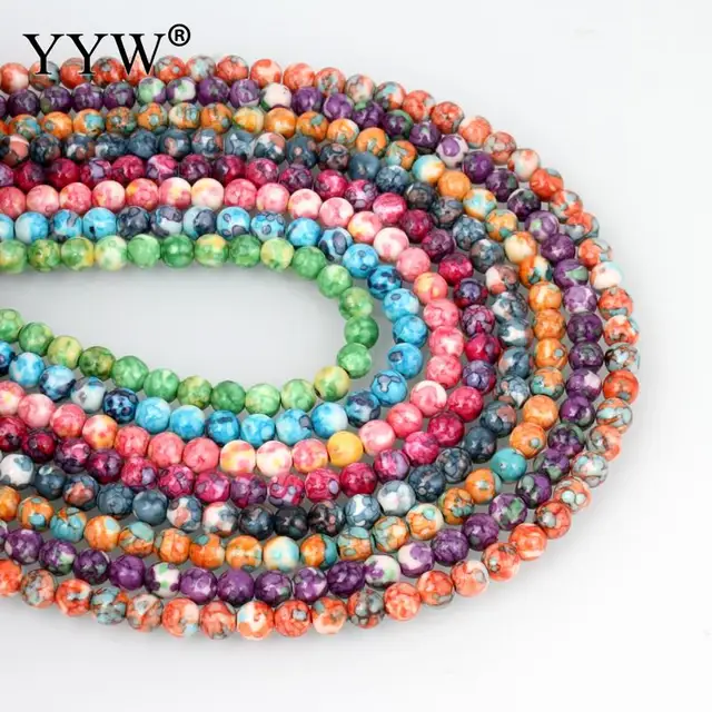 YYW New Hot Natural Rain Flower Stone Beads Round 4/6/8/10mm DIY Making