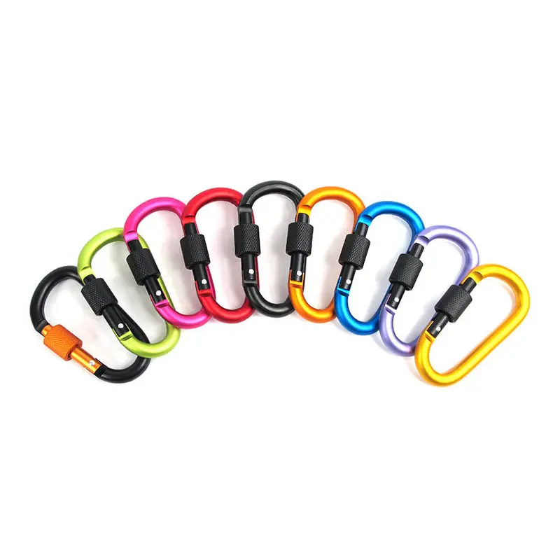 1PC Carabiner 8cm Multi-color Aluminum Alloy D-Ring Key Chain Clip Camping Keyring Snap Hook Outdoor Travel Tool