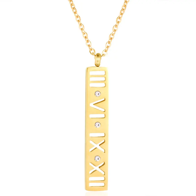 

Stainless steel exquisite jewelry Simple and simple style Japanese and Korean style necklace Flat without Crystal stone pendant