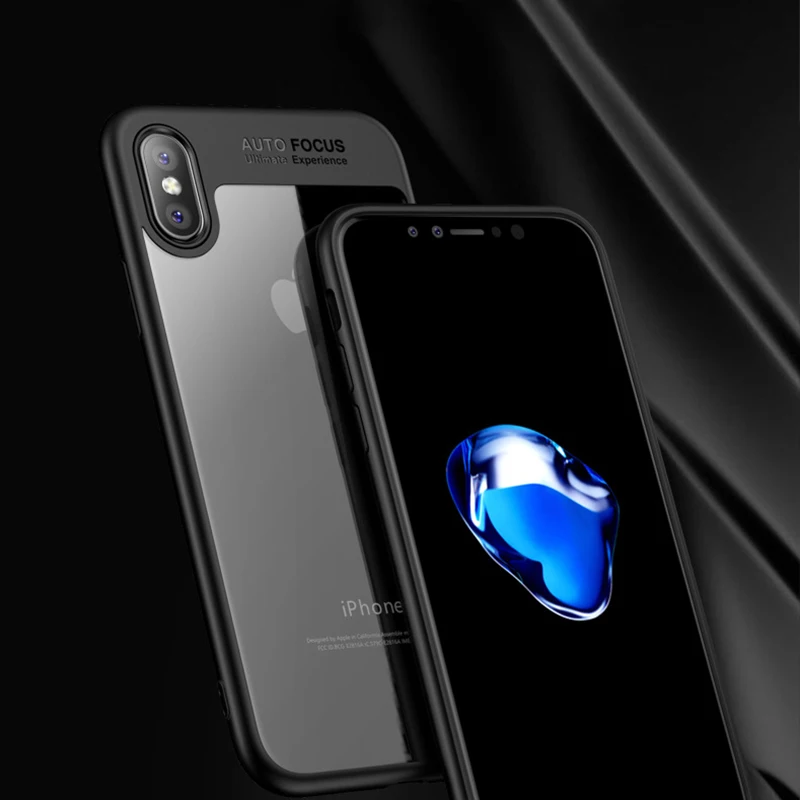 For iPhone X Case Black Slim Acrylic Silicone original Phone Back Cover Capa Apple Cases high quality iPhonex |