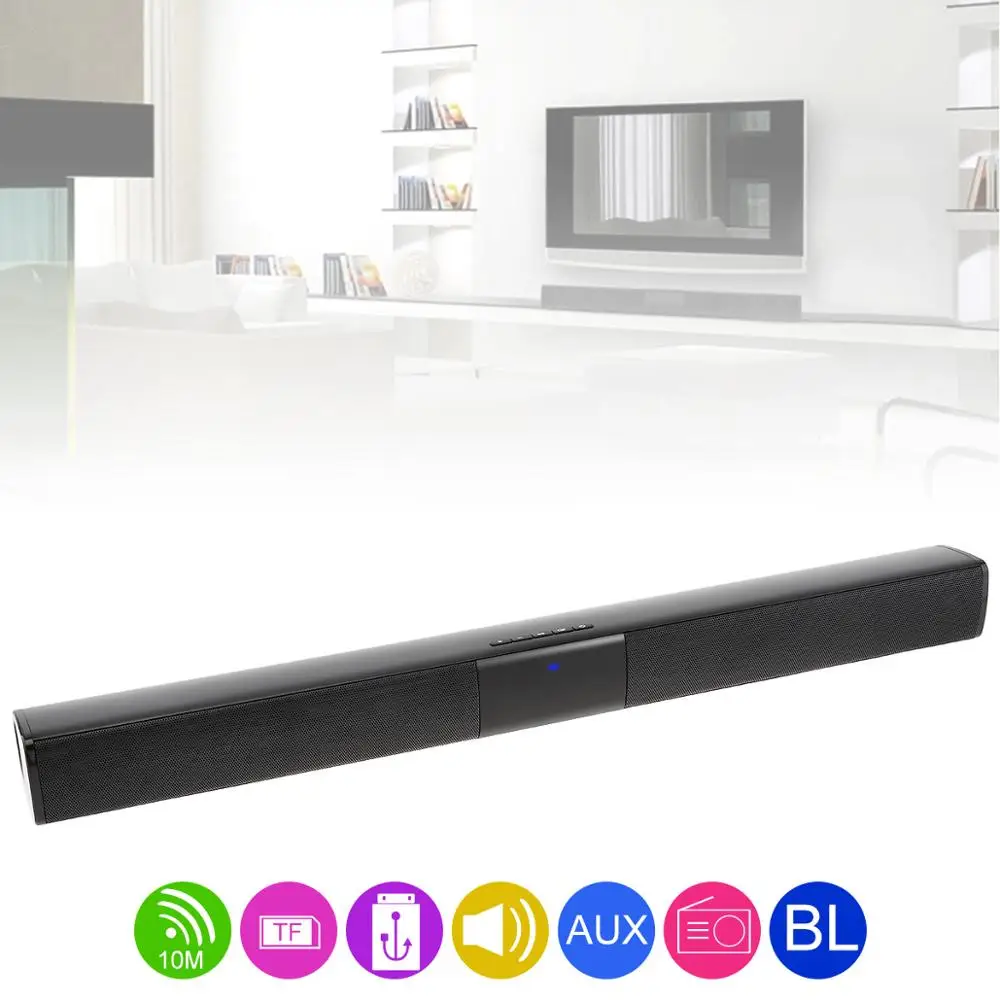 

BS-28 Home Theater Multi-function Bluetooth Soundbar Speaker with 4 Full Range Horns 3.5mm Audio Input for TV PC Smartphone