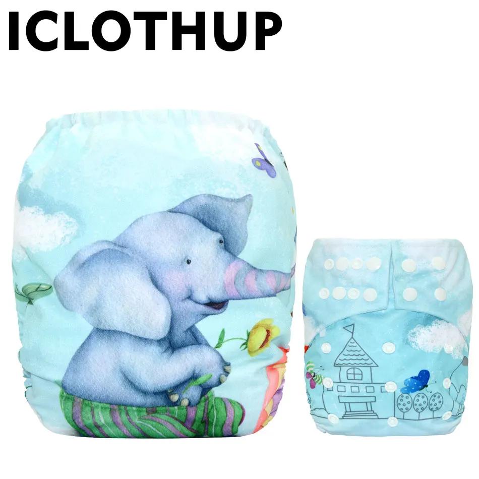 ICLOTHUP подгузник с большими карманами из замшевой ткани с цифровым принтом, с одним передним карманом, водонепроницаемый и дышащий, для детей 2 лет