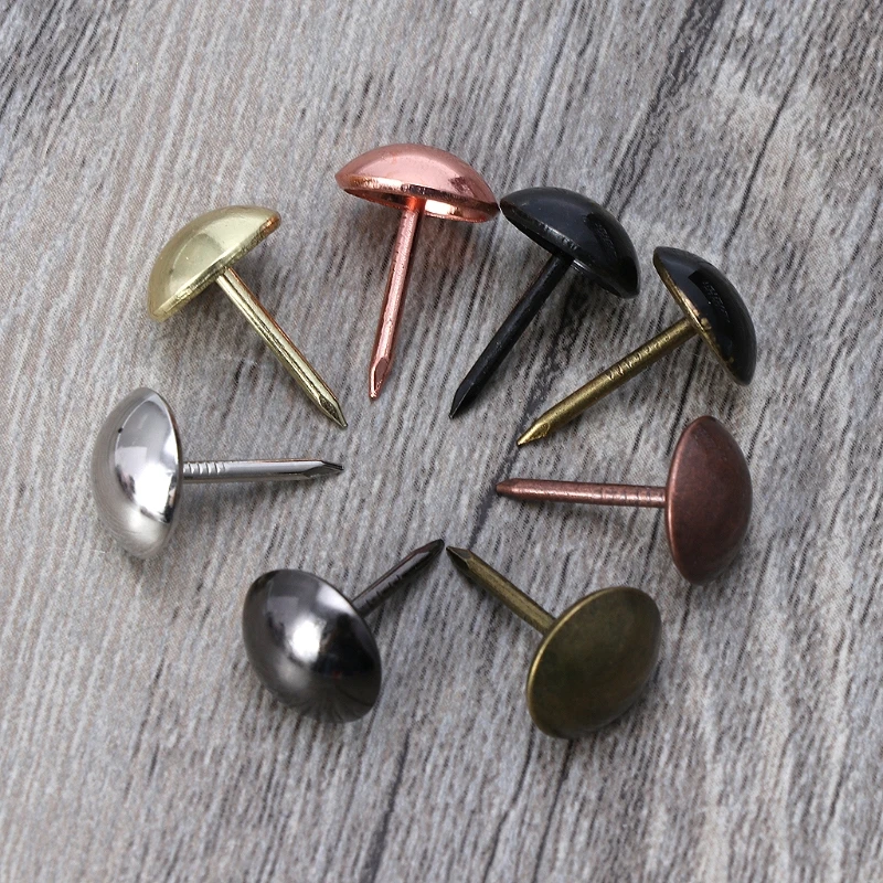  100pcs Antique Brass Upholstery Nails Furniture Tacks Pushpins Hardware Decor