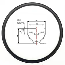 Jantes de vtt en carbone graphène 29er, sans crochet, 30x24mm, largeur intérieure 25mm, XC 330g
