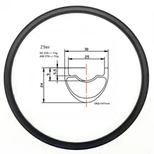 Графен 29er карбоновые mtb диски бескамерные диски 30x24 мм внутренняя ширина 25 мм карбоновый обод МТБ велосипедные диски XC 330 г