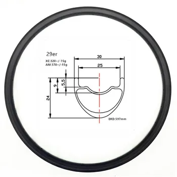 

Graphene 29er carbon mtb rims disc tubeless hookless 30x24mm Inner width 25mm carbon rim mtb disc bicycle rims XC 330g