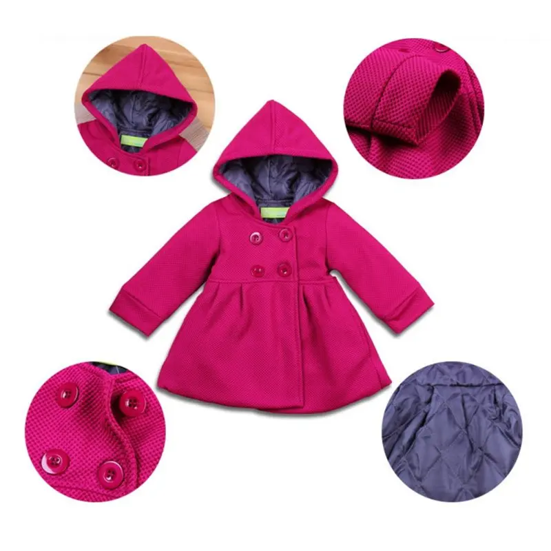 Angels Garment Toddler Girls Gray Double Ted Wool Coat 2t Infant Kids Girls Toddler Warm Fleece Hooded Winter Pea Coat Snow Jacket Clothes