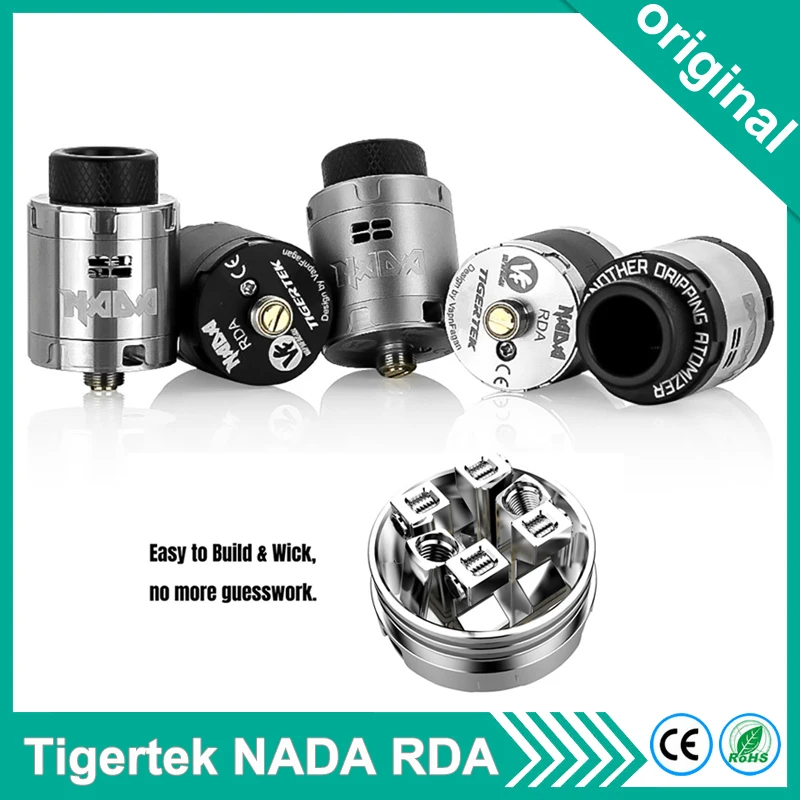 Аутентичный бак Tigertek nada RDA для Vape Box Mod Kit Rebuildable Dripper Atomizer 510 Thread Squonk Pin E сигарет 25