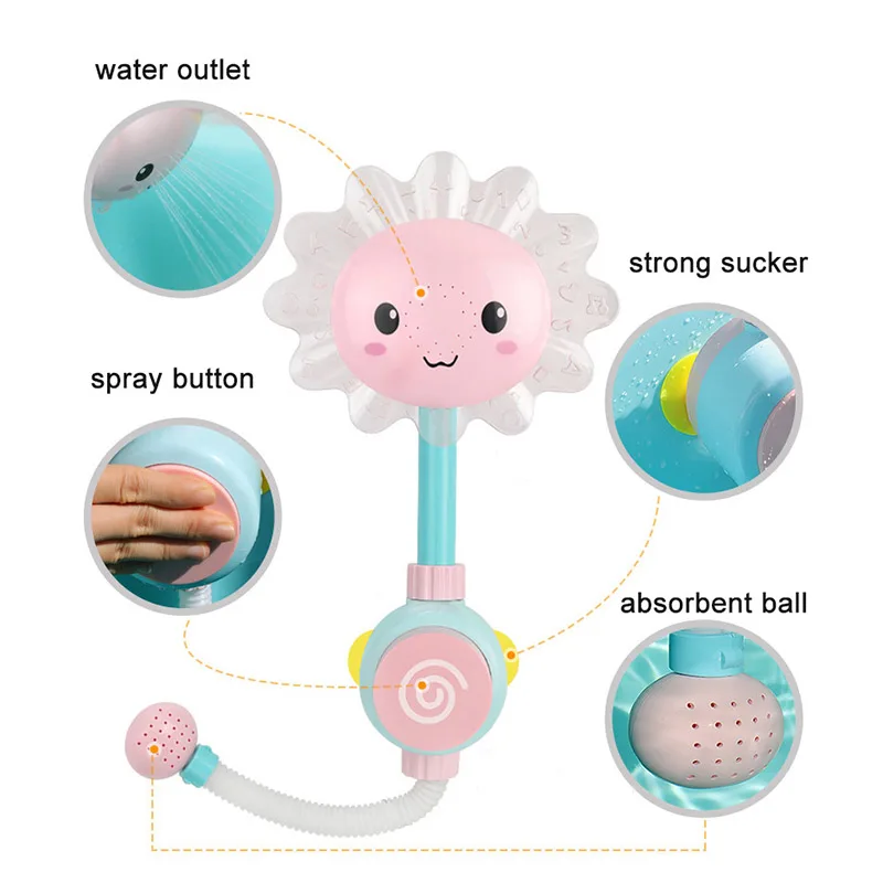 Детские ванны игрушка ручной Подсолнух смеситель для душа для маленьких девочек мальчиков Дети вода опрыскивающие игрушки Ванна игра для ванной комнаты