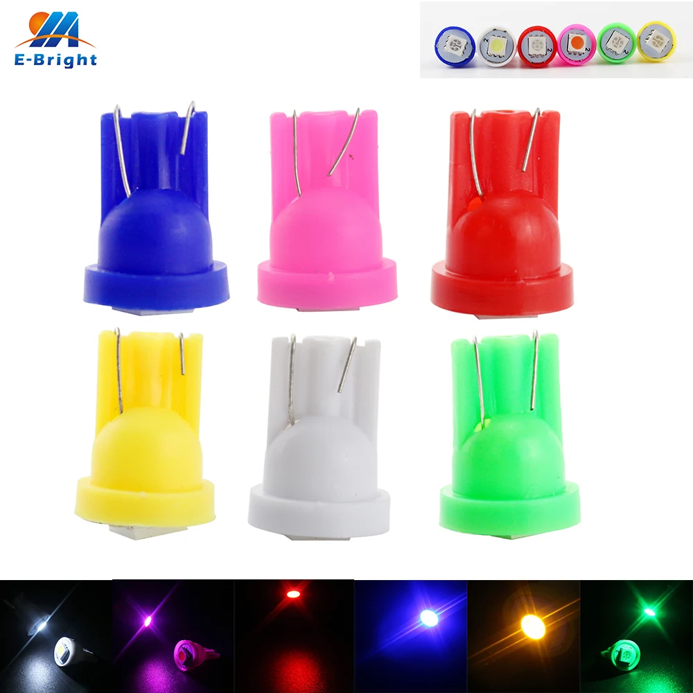 

50pcs/lot T10 5050 1 SMD Led Bulbs 20Lm Car Signal Lamp Side Maker Parking Light Tail Light 12V Multi Colors 8000-10000K