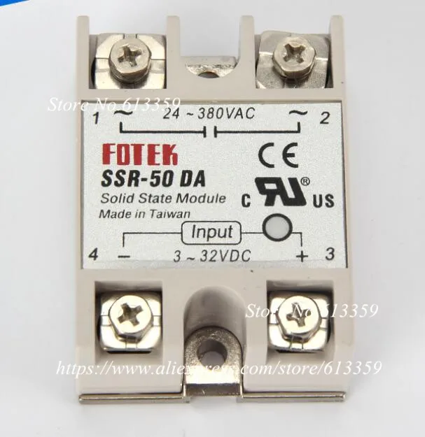 10 шт. Однофазное твердотельное реле FOTEK 50A с контролем постоянного тока AC SSR50DA |