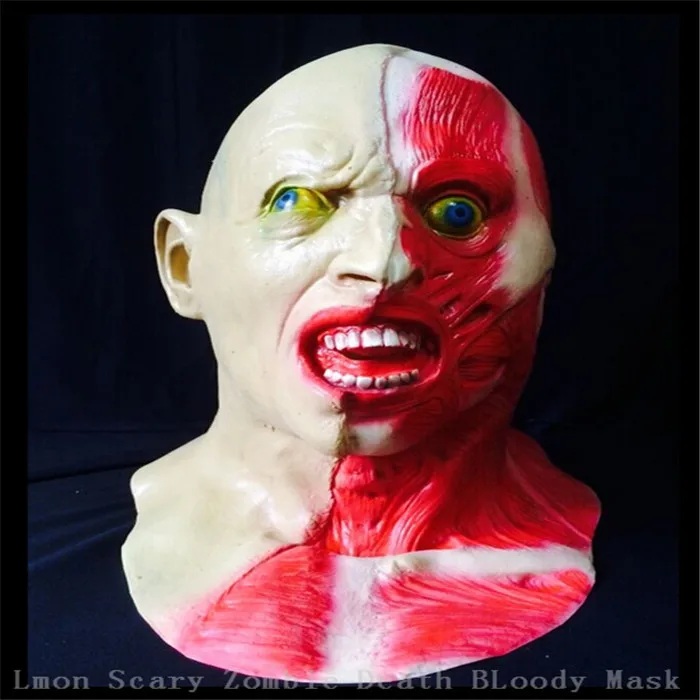

Free Shipping Halloween Party Cosplay Zombie Horror Mask Scary Mask With Blood Horror Halloween Mask Latex Death Skull Mask