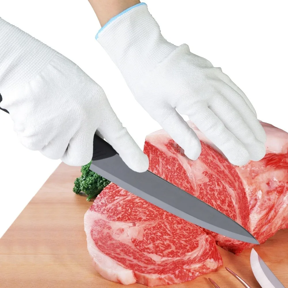 

1Pair Anti-cut Gloves Level 5 White Work Unisex HPPE Nylon Kitchen Butcher Cut Resistant Safety Gloves Job Protective Hand Glove
