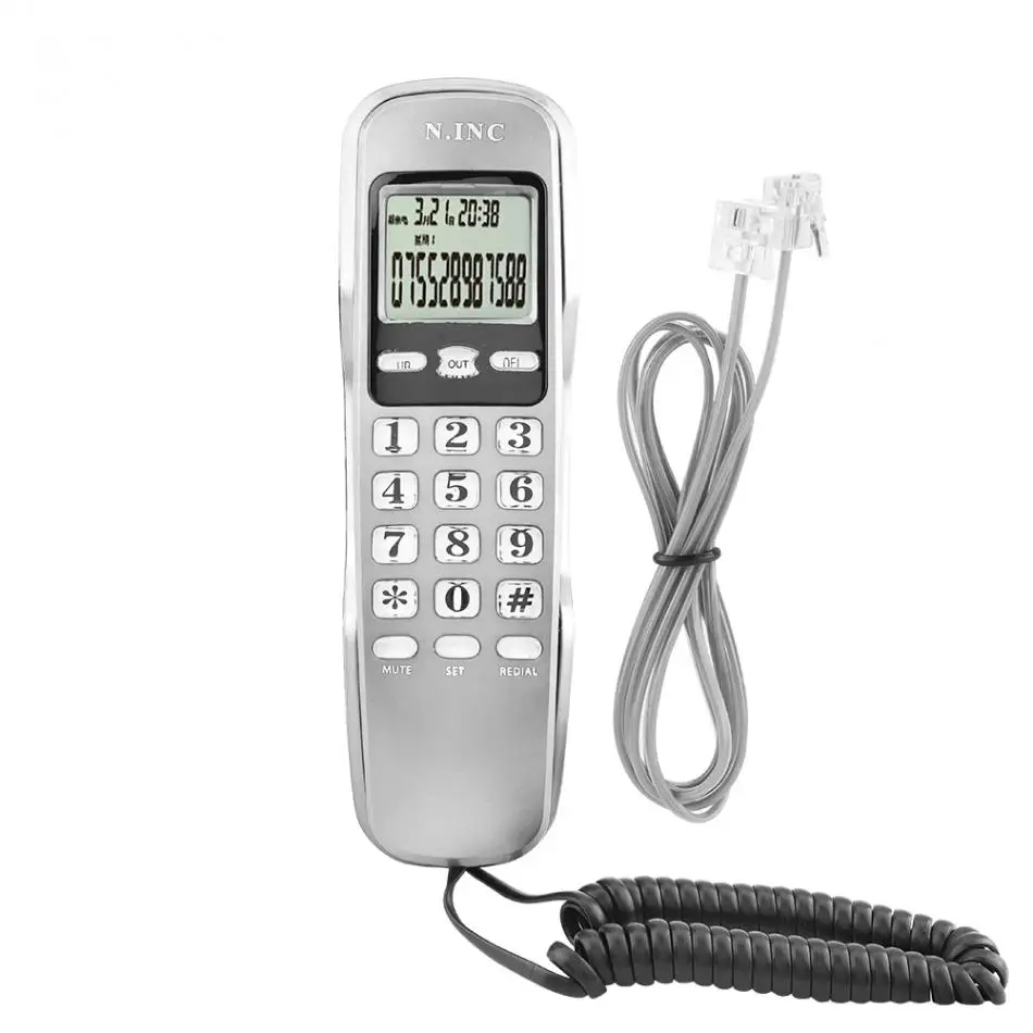 Настенный мини-телефон, двойной АОН DTMF/FSK, домашний офис, отель, входящие воспоминания, АОН, обратный звонок, ЖК-дисплей, стационарный телефон