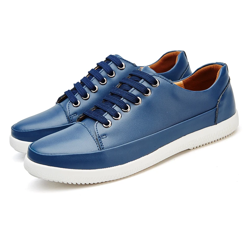 Г., новая осенняя мужская повседневная обувь дышащая износостойкая обувь удобные летние белые кроссовки на плоской подошве с круглым носком на шнуровке - Цвет: Blue