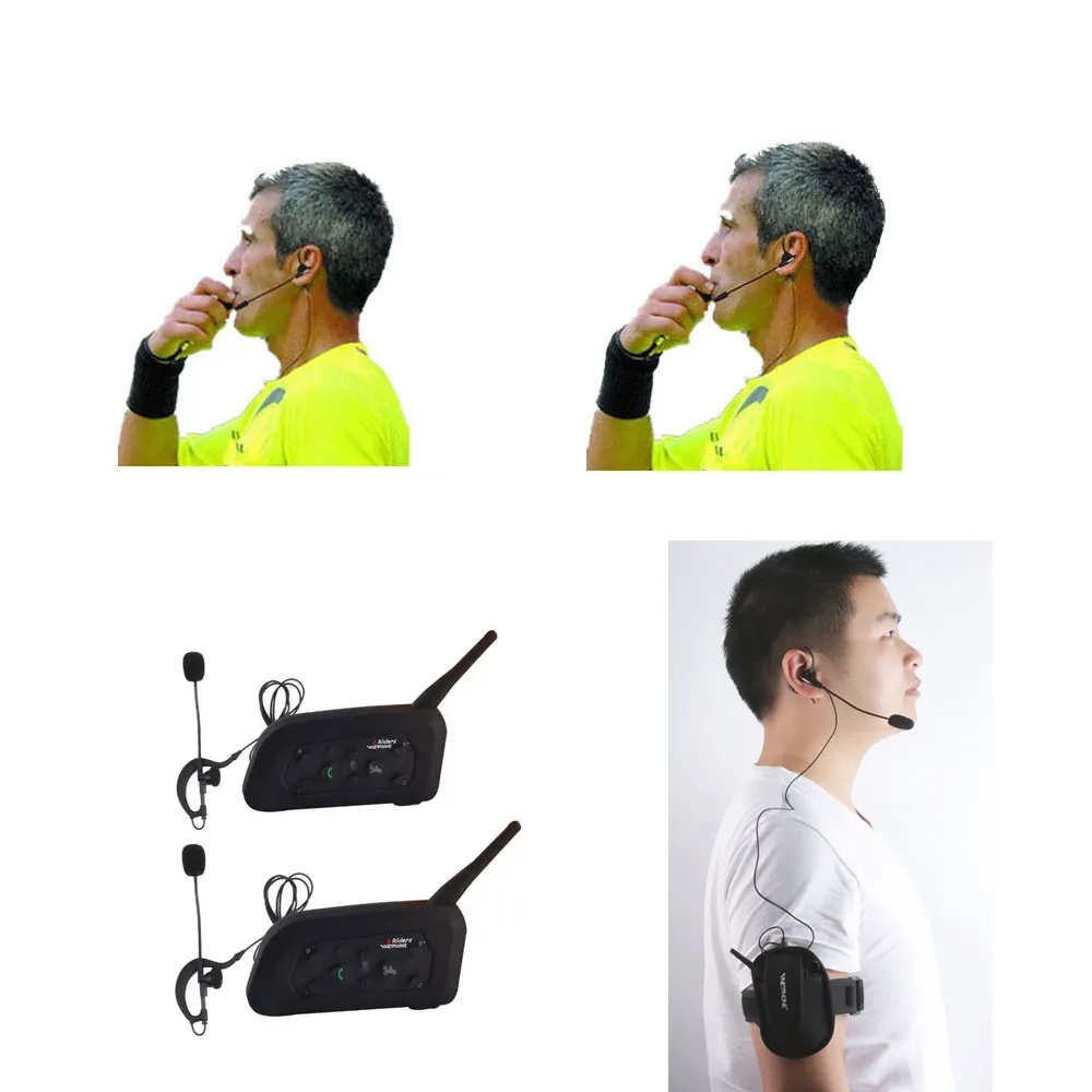 

2pcs Professional Football Referee Intercom full duplex 1200M Referees headset Wireless BT Intercom Interphone