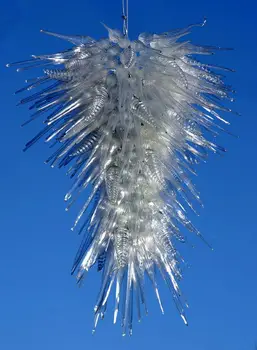 

Silver Blown Glass Style Hotel Large Crystal LED Chandelier