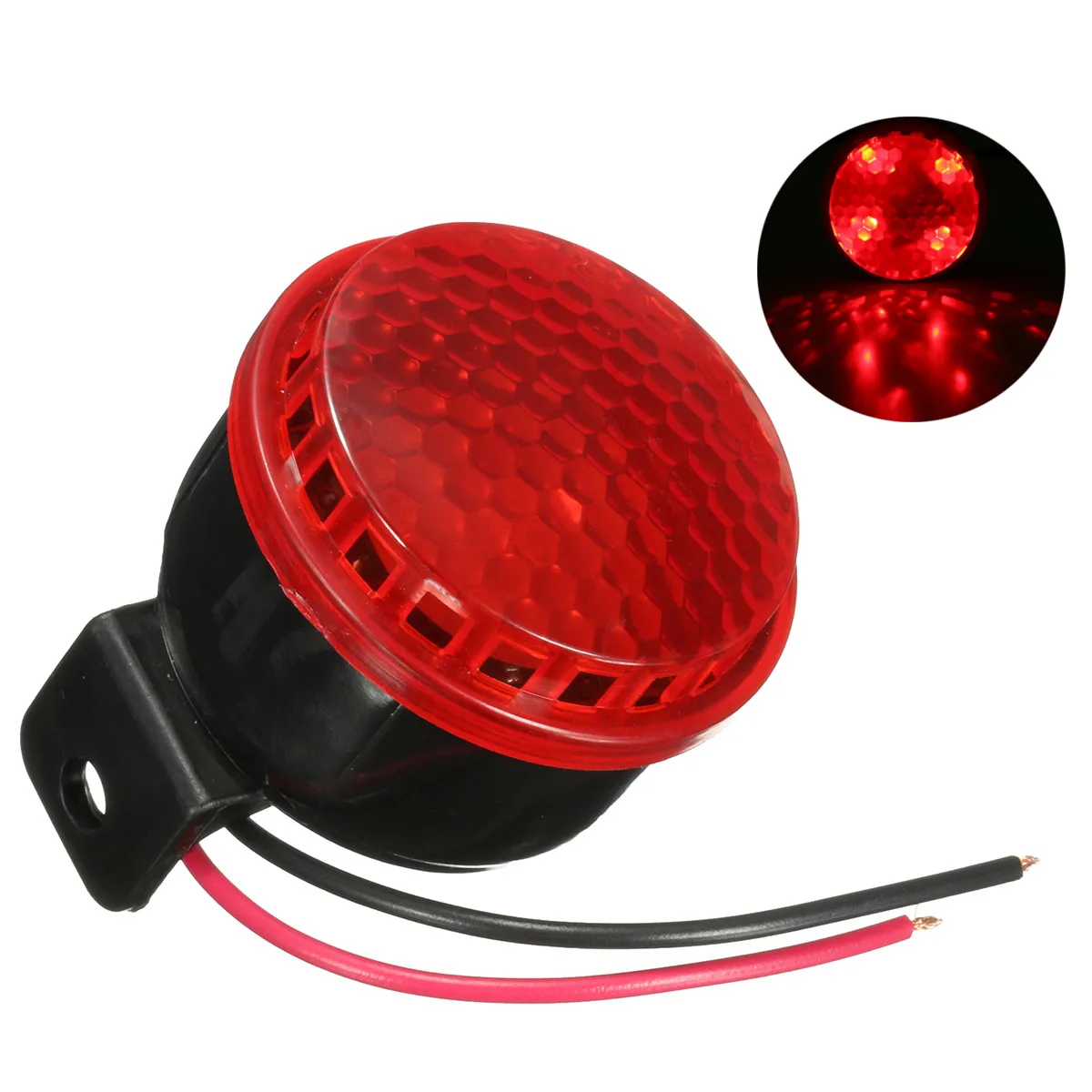 

12V 125db Car Motorcycle Siren Horn Stop Reverse Turn Alarm Horn Red LED Light Loudspeaker Emergency Alarm