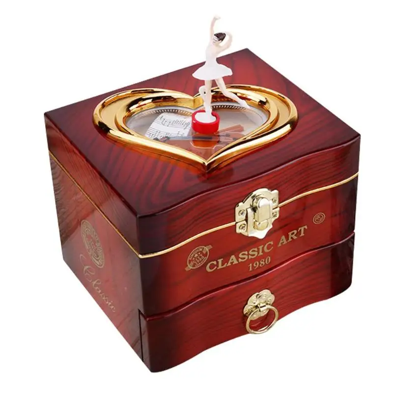 

Creative Exquisite Classic Romantic Rotating Dancer Piano Music Box Clockwork Metal Antique Jewelry Boxes Birthday Gift Toy
