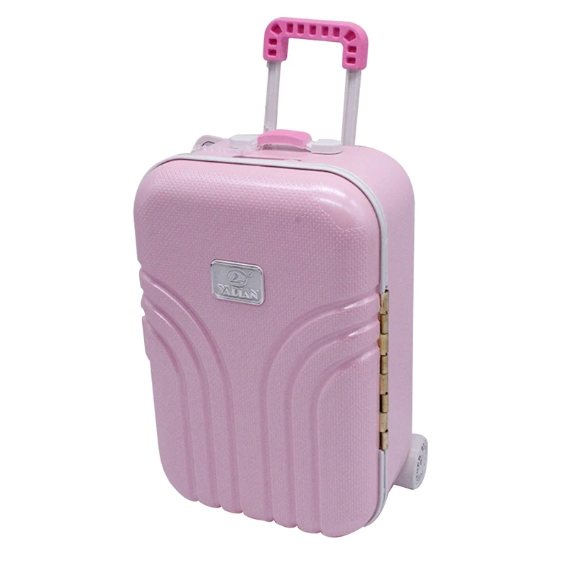 12*17cm Baby toy Dolls Travel Suitcase Pink Silver Suitcase For 18 Inch