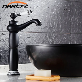 

Designer Faucet Antique Brass Black Finished Basin Mixer Taps Deck Mounted Single Holder Black Faucet B3255