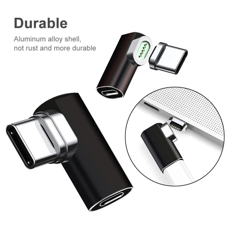 

Magnetic Fast Charging Support 4.3A Elbow Right Angled USB Type C to USB C Charger Connection Adapter Converter for Macbook