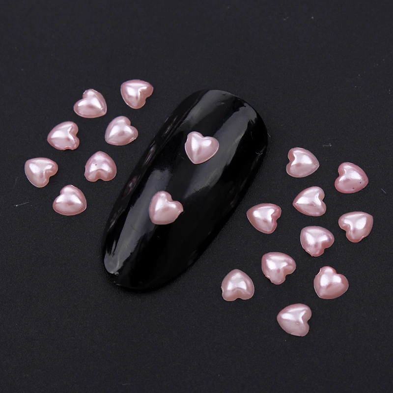 

About 1000PCS/Lot 4MM Pearl Rice White/Pink/Mix Color Flatback Heart Pearls Beads ABS Imitation Pearl For DIY Nail Art Beads