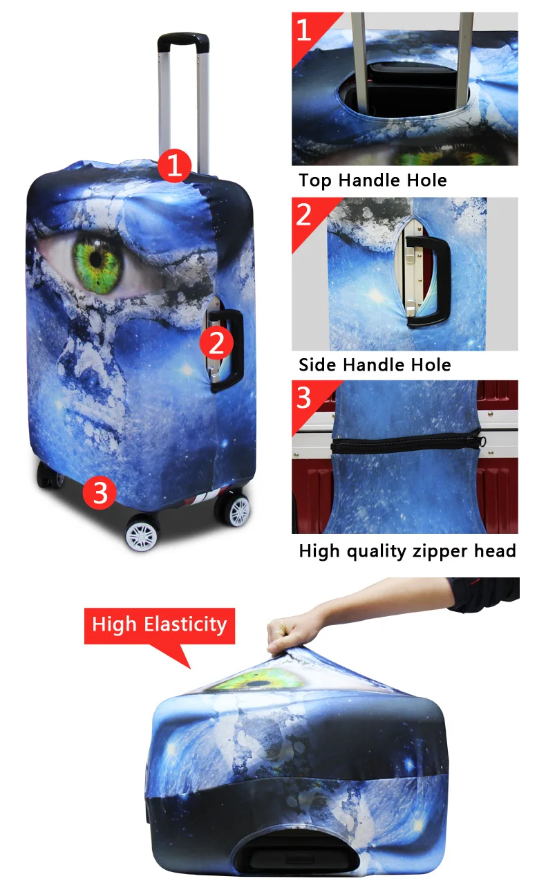 Dispalang гамбургер плотные эластичные багажа Защитные чехлы с застежкой-молнией водонепроницаемый багажной тележки пылезащитный