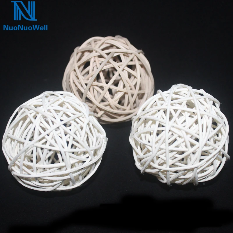 Nuonuowell 3/5/8cm Nature White Rattan Balls 25pack Diy Home Wedding