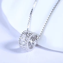 100% Real Pure 925 Joyas de Plata CZ Corazón de Cristal Colgante de Collar de La Madre y el Niño Joyería Collar de Caballo A549