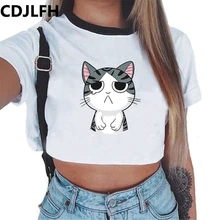 CDJLFH 2017 Summer Harajuku Short Sleeves Women T shirt Cat Print Style Loose Crop Tops Kawaii T-shirt Sexy Female Tee Tops