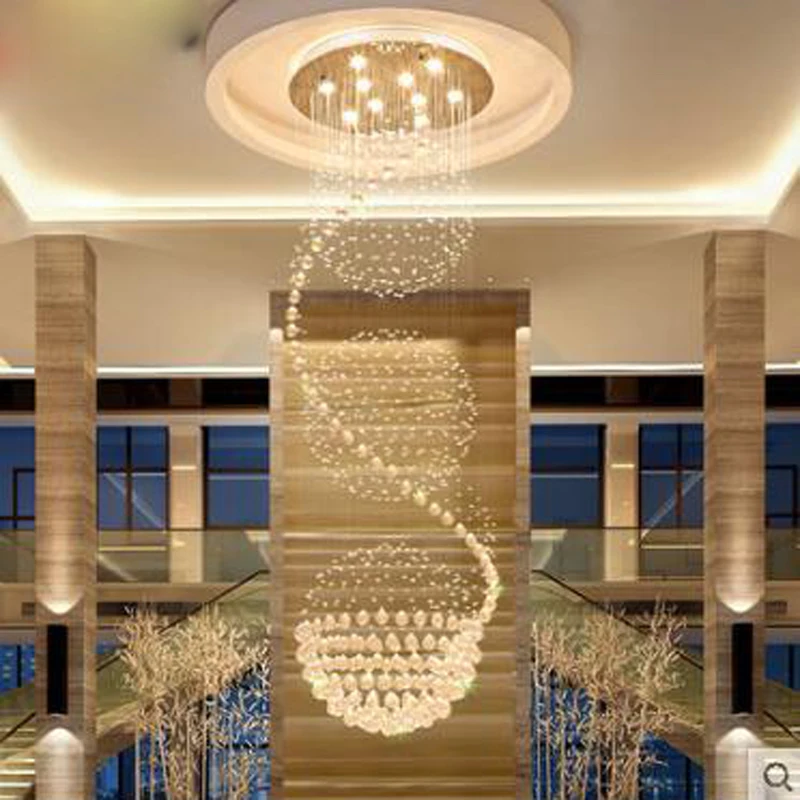 

Crystal chandelier living room atmosphere round Villa penthouse staircase chandelier led lighting fixture led lamp crystal lamp
