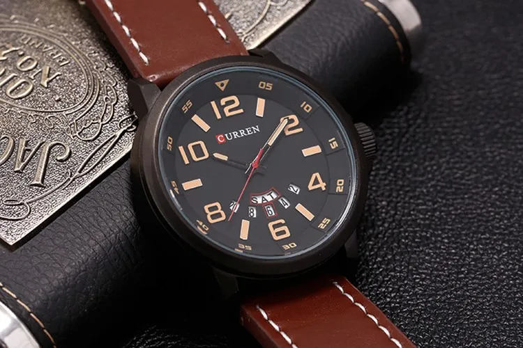 CURREN 8240, мужские часы, Топ бренд, роскошные мужские кварцевые часы, водонепроницаемые спортивные военные часы, мужские кожаные часы