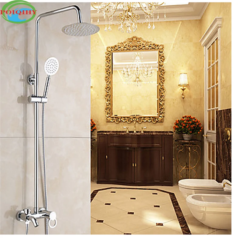 

Chrome Finished Bathroom Shower Mixer Tap Shower Faucet Set Single Handle Centerset Waterfall Rotatable with Ceramic Valve